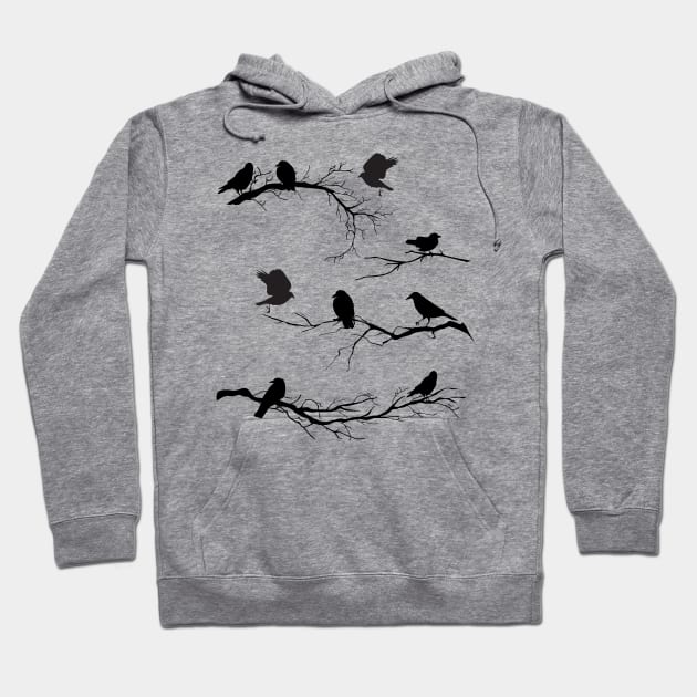 Crows on Branches Hoodie by SWON Design